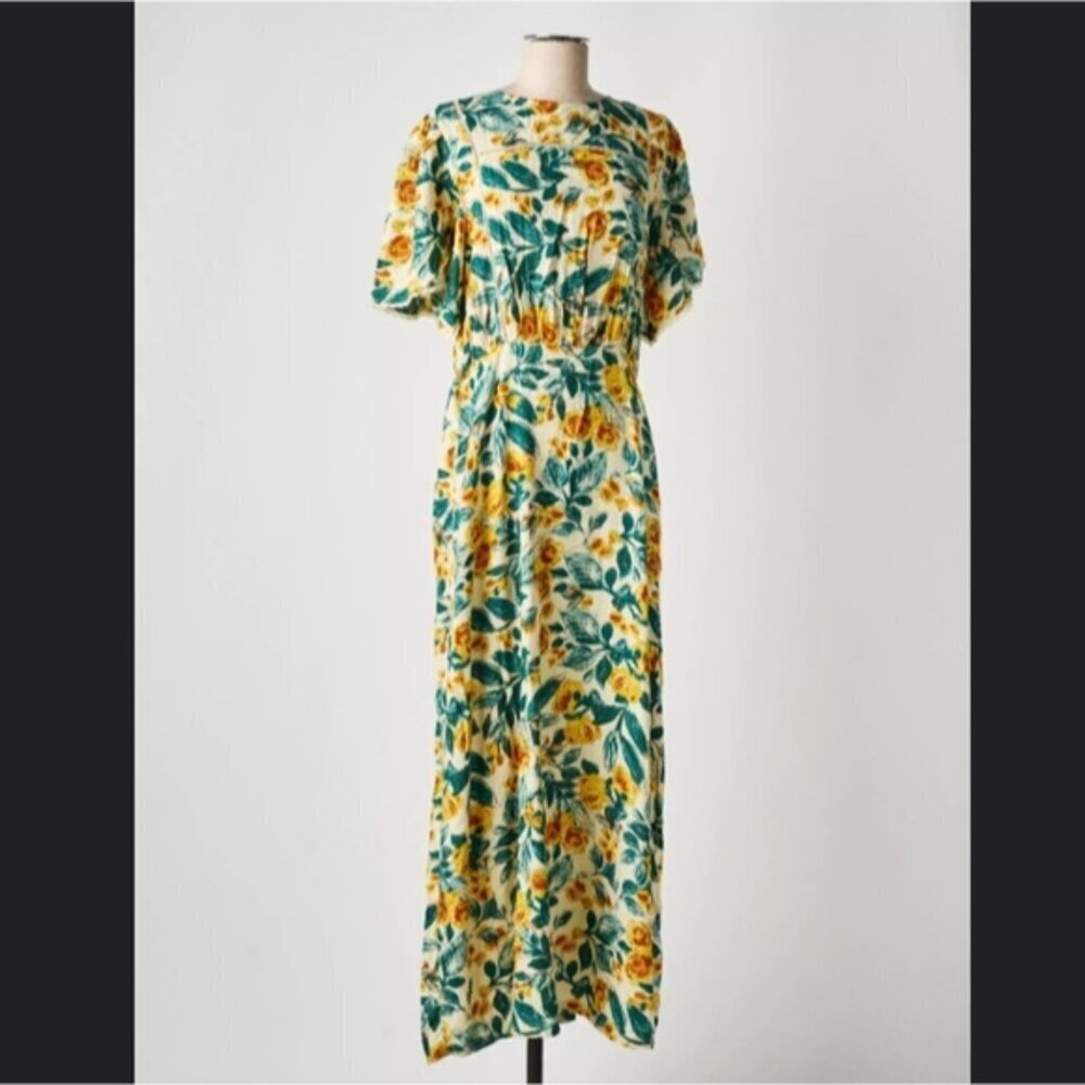 NWT Atelier Reve Floral Maxi Dress Size 38 Short Sleeve Prairie Cottagecore